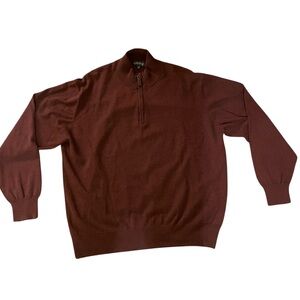 Orvis Men’s Zip-Front Pullover Sweater in Deep Maroon- silk cashmere blend XL